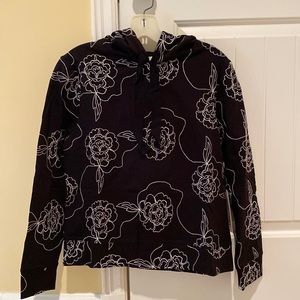 White + Warren Embroidered Floral Hoodie